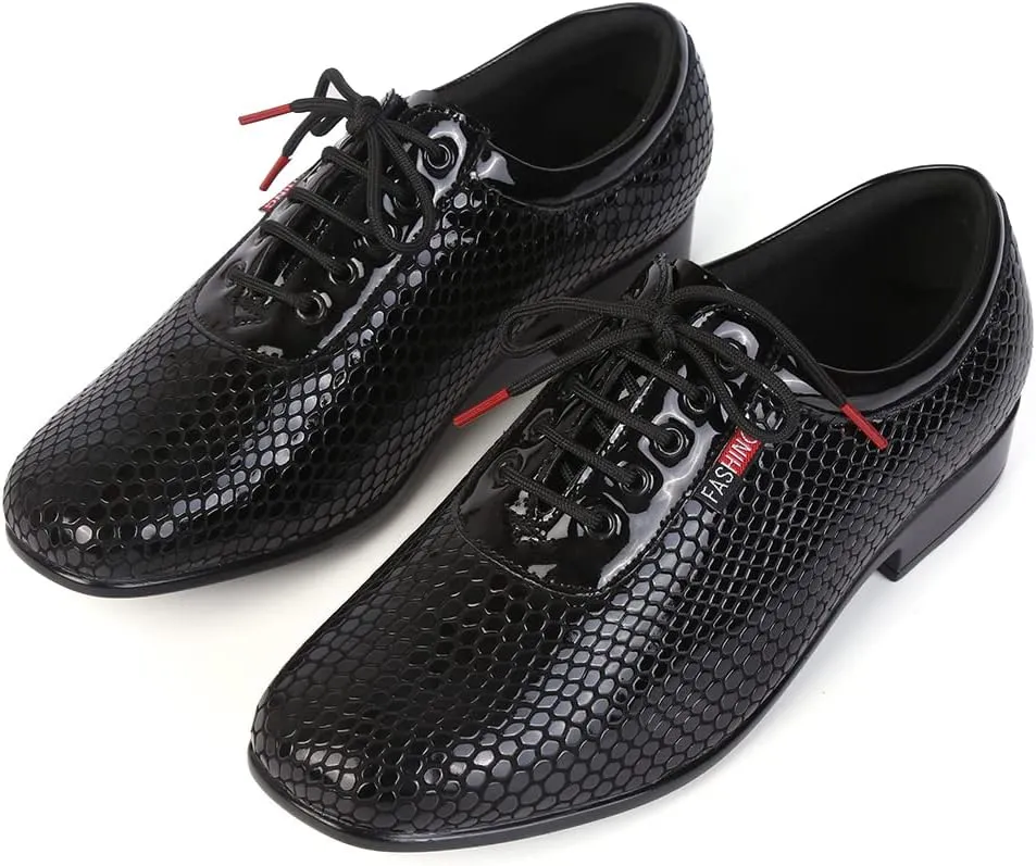 TINRYMX Men Latin Dance Shoes Lace-up Standard Ballroom Modern Tango Salsa Practice Social Dance Shoes,Model-LHD401
