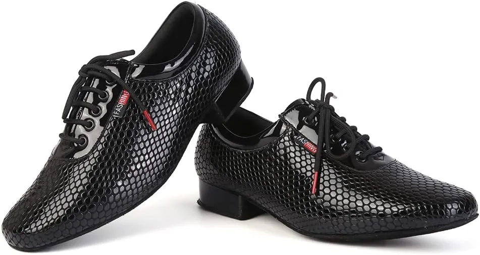 TINRYMX Men Latin Dance Shoes Lace-up Standard Ballroom Modern Tango Salsa Practice Social Dance Shoes,Model-LHD401
