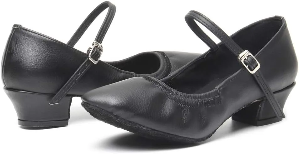 TINRYMX Women's Latin Dance Shoes Closed Toe Ballroom Salsa Tango Low Heel Dance Practice Performance Shoes, CMJ-5003-3.5