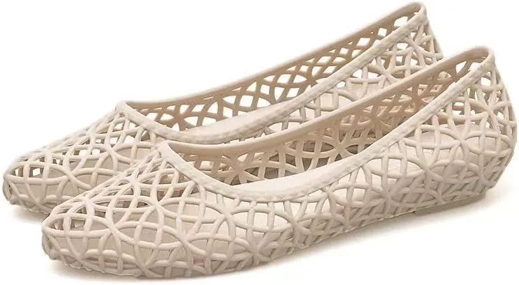 TN TANGNEST Women's Jelly Sandals Hollow Beach Slip On Jelly Flats