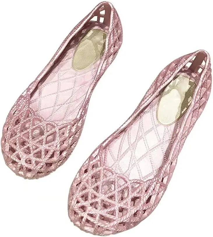 TN TANGNEST Women's Jelly Sandals Hollow Beach Slip On Jelly Flats
