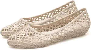 TN TANGNEST Women's Jelly Sandals Hollow Beach Slip On Jelly Flats