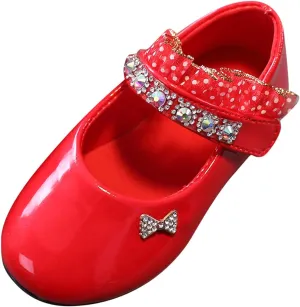 Toddler Baby Girls Dress Shoes Rhinstones Mary Jane Ballet Flats Flower Kids School Party Wedding Shoes
