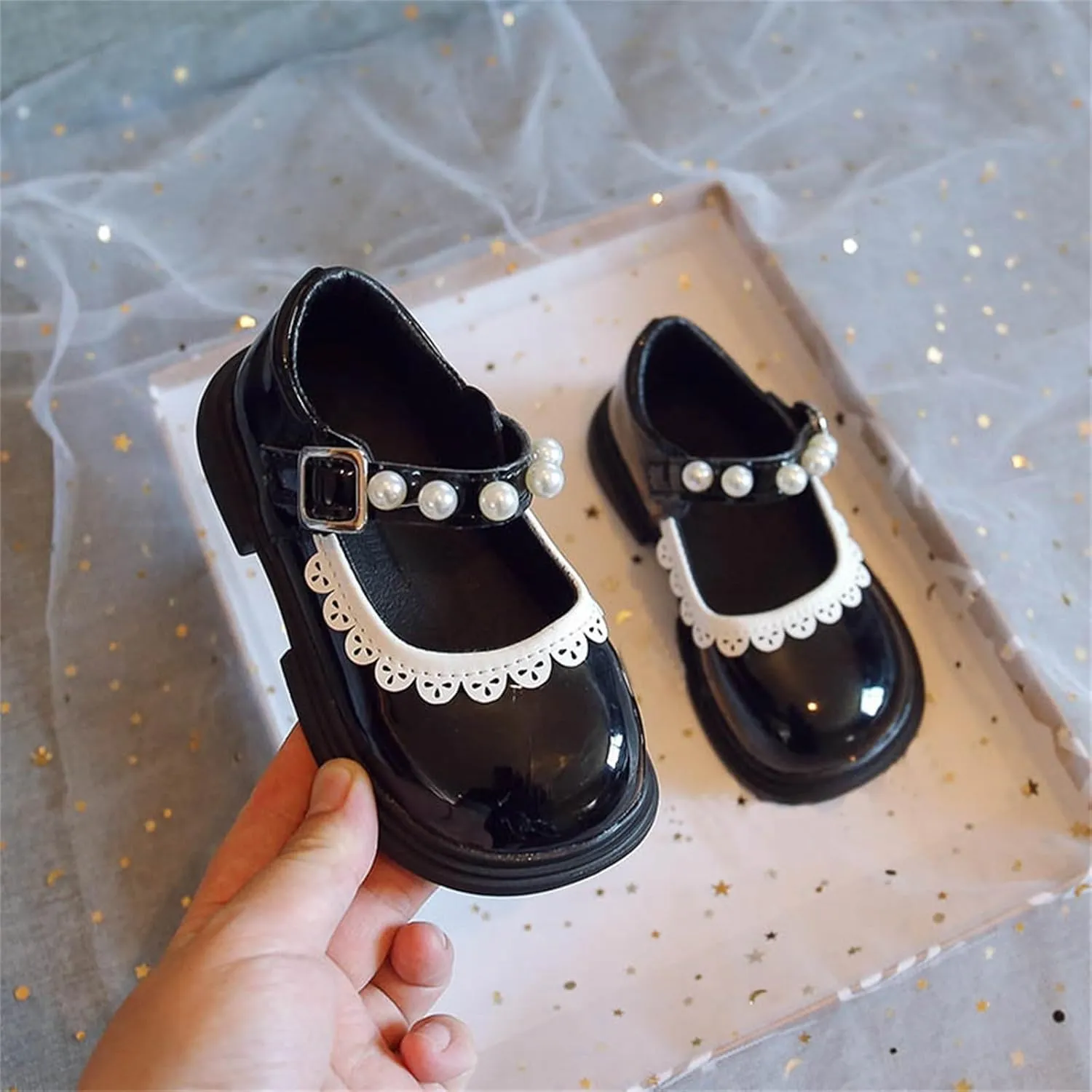 Toddler Baby Girls Dress Shoes Wedding Party School Ankle Strap Ballet Flats Shoes Little Princess Dress up Shoes