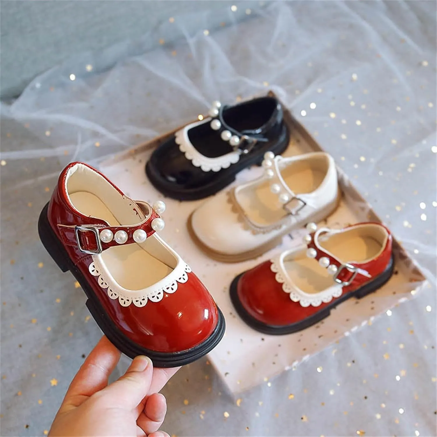 Toddler Baby Girls Dress Shoes Wedding Party School Ankle Strap Ballet Flats Shoes Little Princess Dress up Shoes