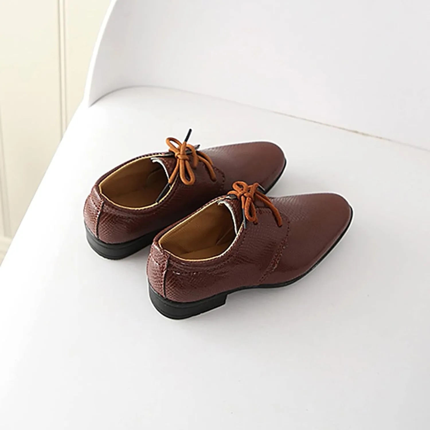 Toddler Boys Dress Shoes Kids Classic Lace Up Oxfords Solid Casual School Shoes British Style Dressy Leather Shoes