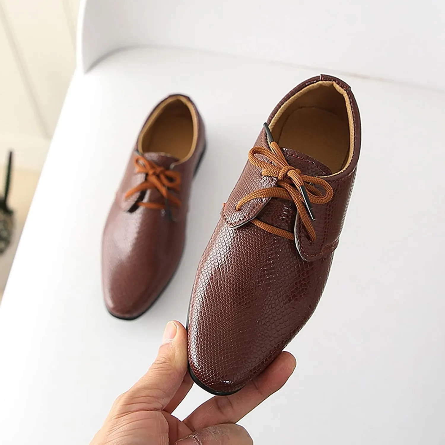 Toddler Boys Dress Shoes Kids Classic Lace Up Oxfords Solid Casual School Shoes British Style Dressy Leather Shoes