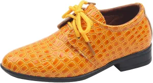 Toddler Boys Dress Shoes Kids Pointed Toe Low Heel Lace Up Oxfords Dance Party Stage Solid Dressy Comfy Leather Shoes
