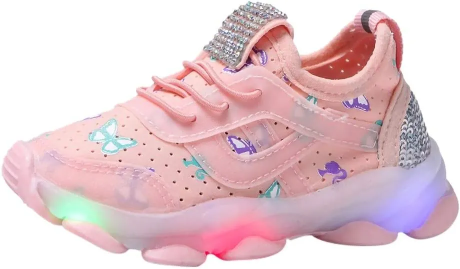 Toddler Boys Girls Light Up Shoes Lightweight Breathable Anti-Slip Led Flashing Sport Sneakers for Toddler Kids