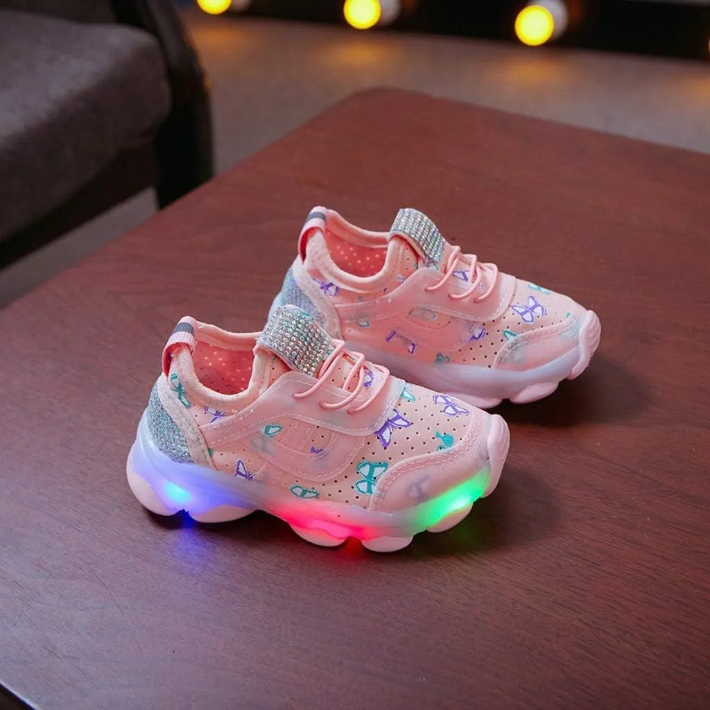 Toddler Boys Girls Light Up Shoes Lightweight Breathable Anti-Slip Led Flashing Sport Sneakers for Toddler Kids