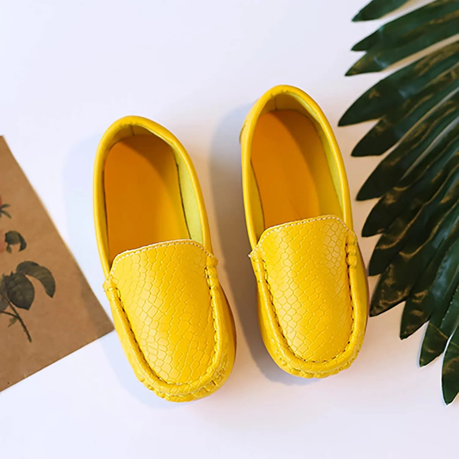 Toddler Boys Girls Loafer Shoes Soft Synthetic Leather Slip On occasin Flat Boat Dress Shoes for Kids