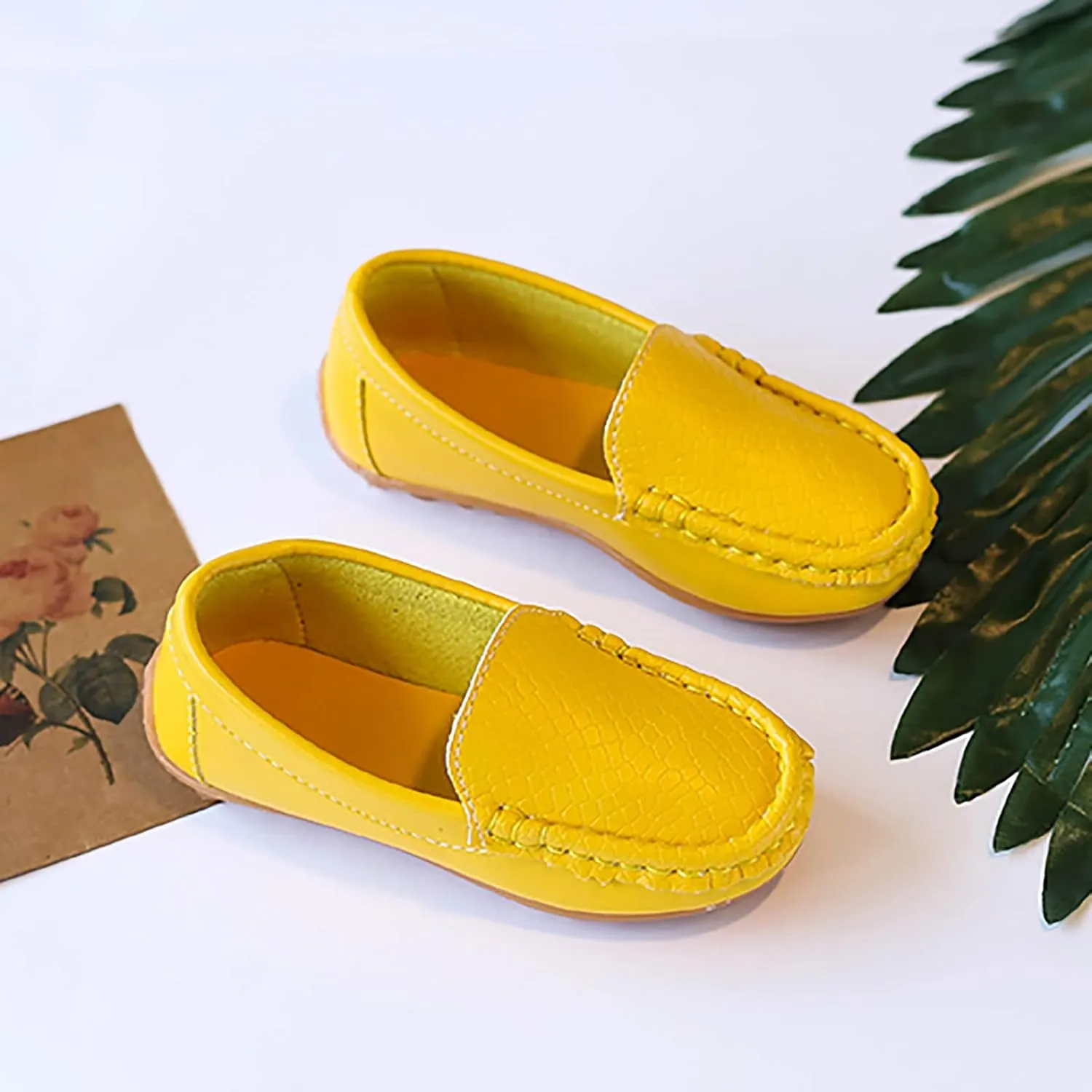 Toddler Boys Girls Loafer Shoes Soft Synthetic Leather Slip On occasin Flat Boat Dress Shoes for Kids