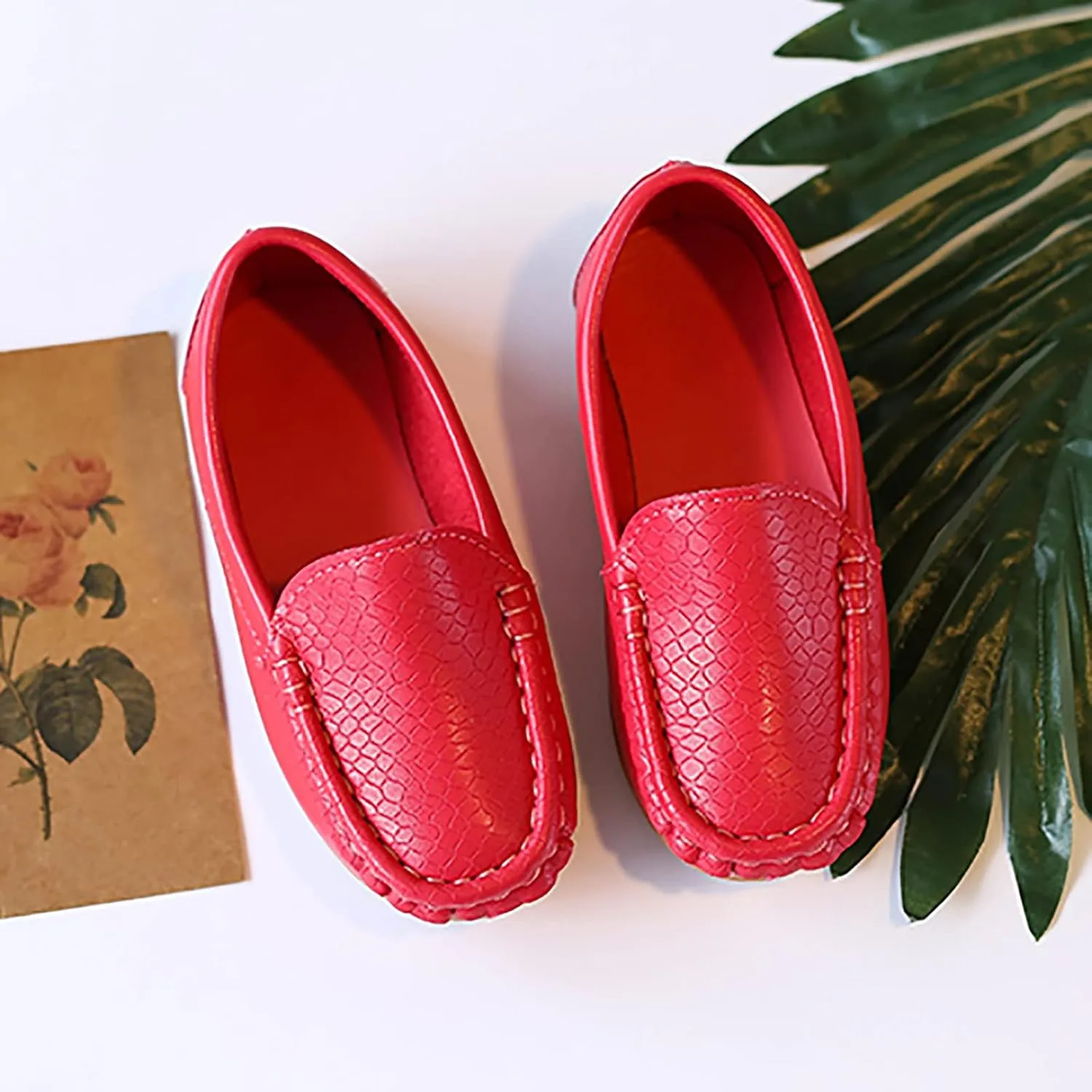 Toddler Boys Girls Loafer Shoes Soft Synthetic Leather Slip On occasin Flat Boat Dress Shoes for Kids