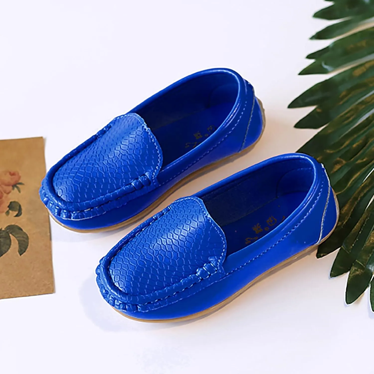 Toddler Boys Girls Loafer Shoes Soft Synthetic Leather Slip On occasin Flat Boat Dress Shoes for Kids