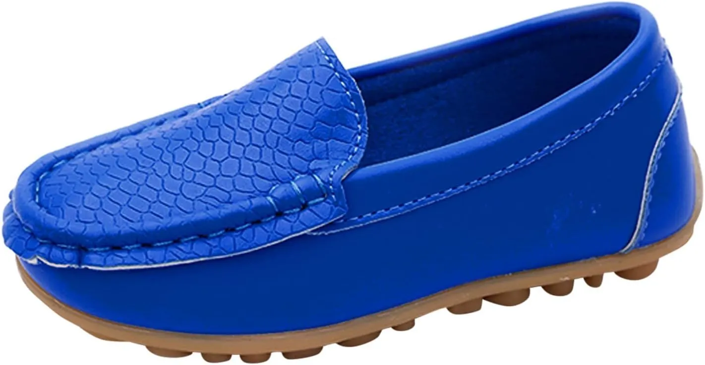 Toddler Boys Girls Loafer Shoes Soft Synthetic Leather Slip On occasin Flat Boat Dress Shoes for Kids