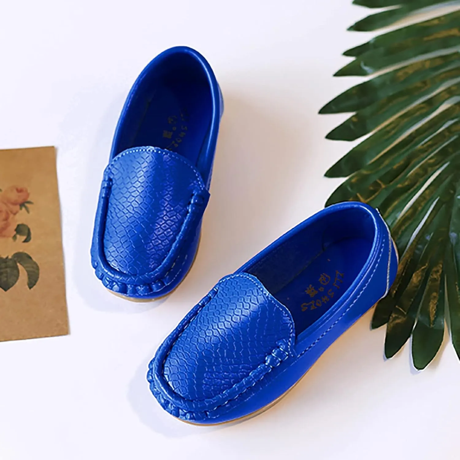 Toddler Boys Girls Loafer Shoes Soft Synthetic Leather Slip On occasin Flat Boat Dress Shoes for Kids