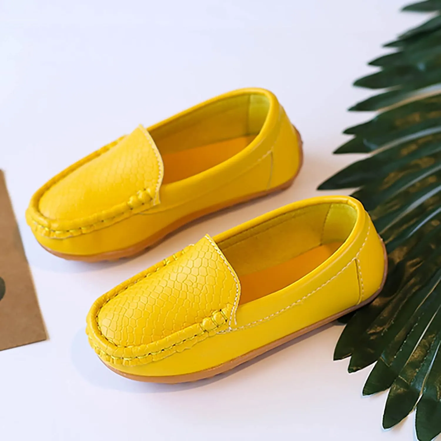Toddler Boys Girls Loafer Shoes Soft Synthetic Leather Slip On occasin Flat Boat Dress Shoes for Kids