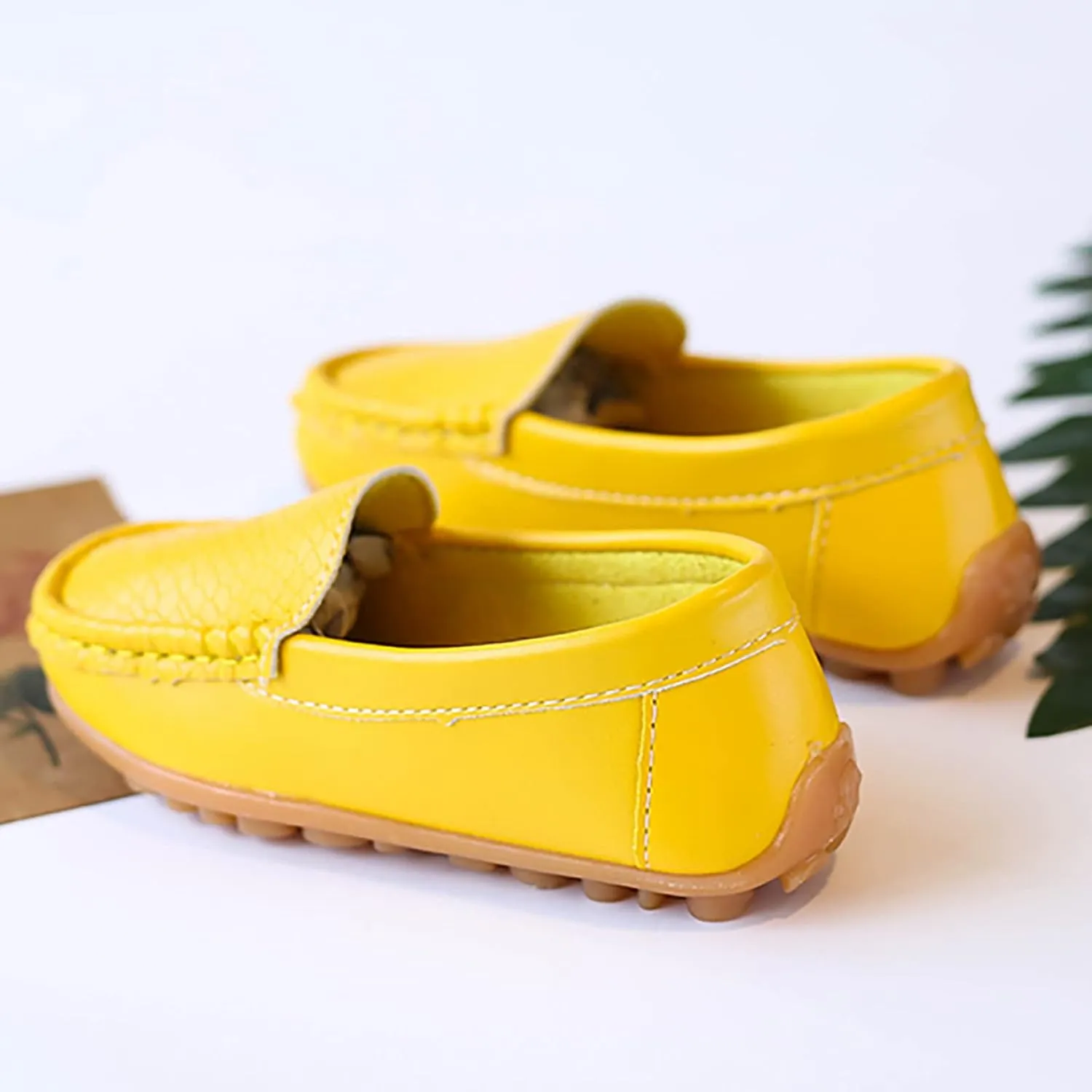 Toddler Boys Girls Loafer Shoes Soft Synthetic Leather Slip On occasin Flat Boat Dress Shoes for Kids