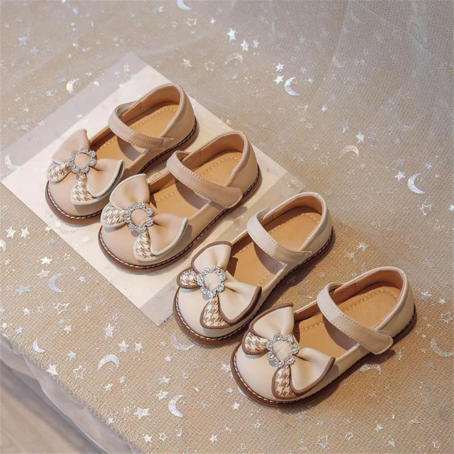 Toddler Flower Girl Dress Shoes Rhinstones Bow Mary Jane Ballet Flats for Wedding Party School Baby Girl Dress Shoes