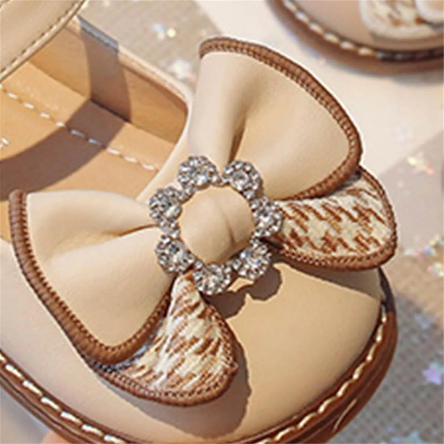 Toddler Flower Girl Dress Shoes Rhinstones Bow Mary Jane Ballet Flats for Wedding Party School Baby Girl Dress Shoes