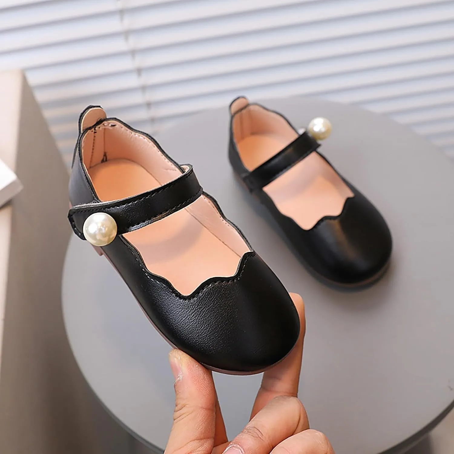 Toddler Flower Girls Dress Shoes, Mary Jane Ballet Flats for Party School Wedding Low Heels Baby Dress Shoes Girl