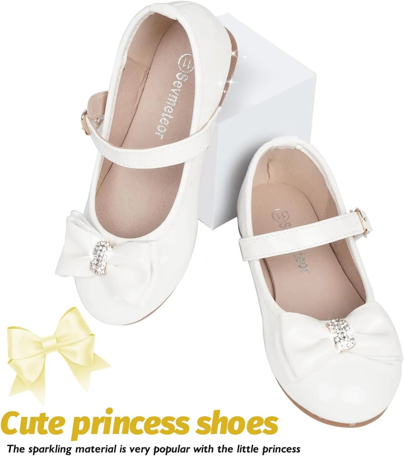 Toddler Girls Flats Mary Jane Shoes Flower Girl Dress Shoes School Wedding Party Ballet Flats for Little Kids