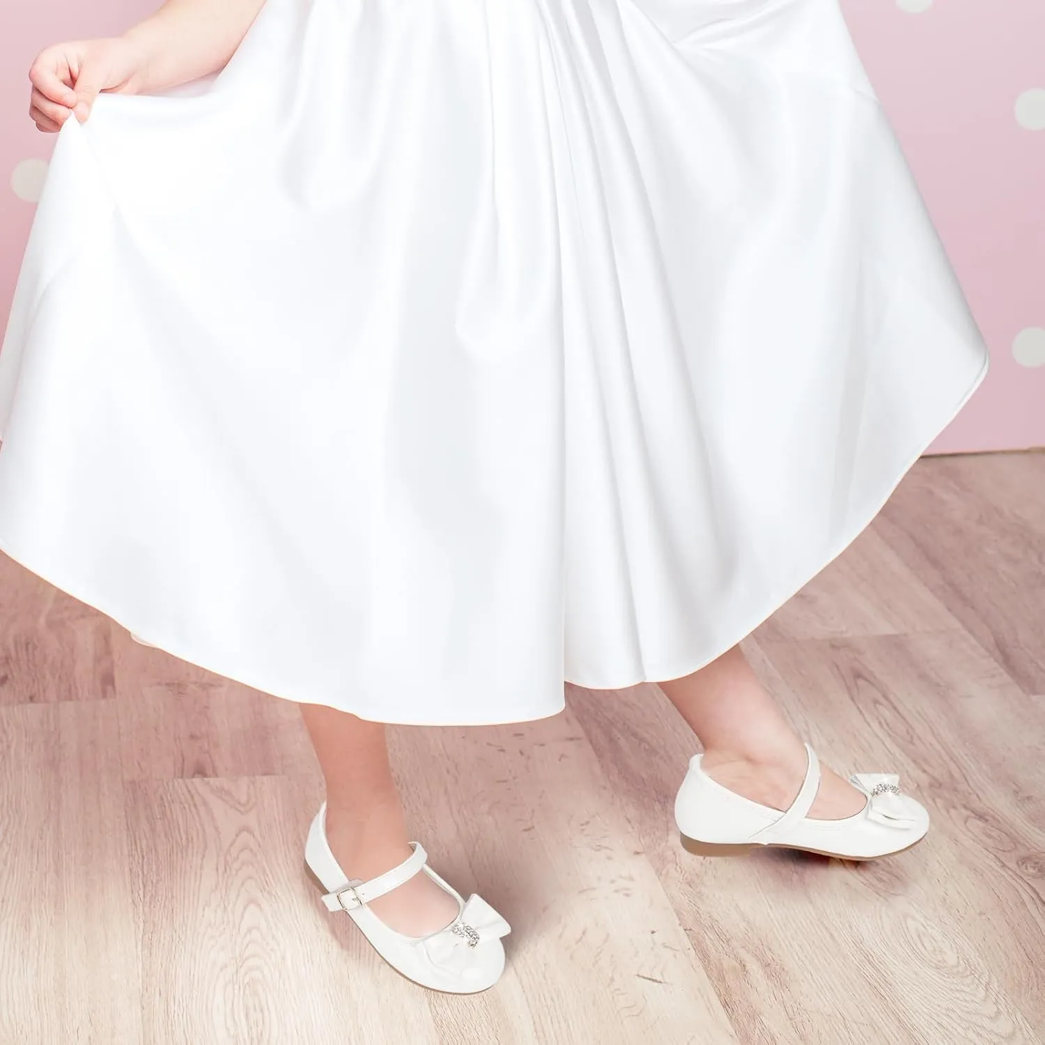 Toddler Girls Flats Mary Jane Shoes Flower Girl Dress Shoes School Wedding Party Ballet Flats for Little Kids