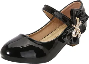 Toddler Girls Heels Dress Shoes Mary Jane hinestones Bows Pumps Low Heel Princess Wedding Pary for Flower Kids