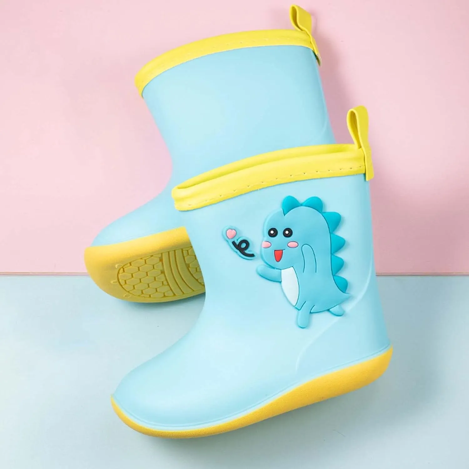 Toddler Rain Boots Big Dinosaur Children's Rain Shoes Cartoon Pattern Baby Rain Boots Wearable Water Rubber Shoes, 5