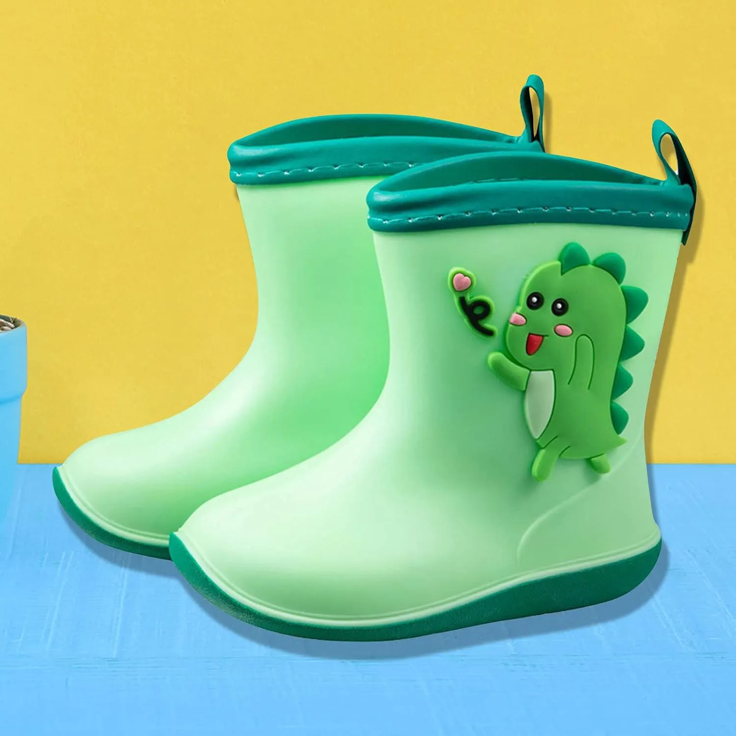 Toddler Rain Boots Big Dinosaur Children's Rain Shoes Cartoon Pattern Baby Rain Boots Wearable Water Rubber Shoes, 5