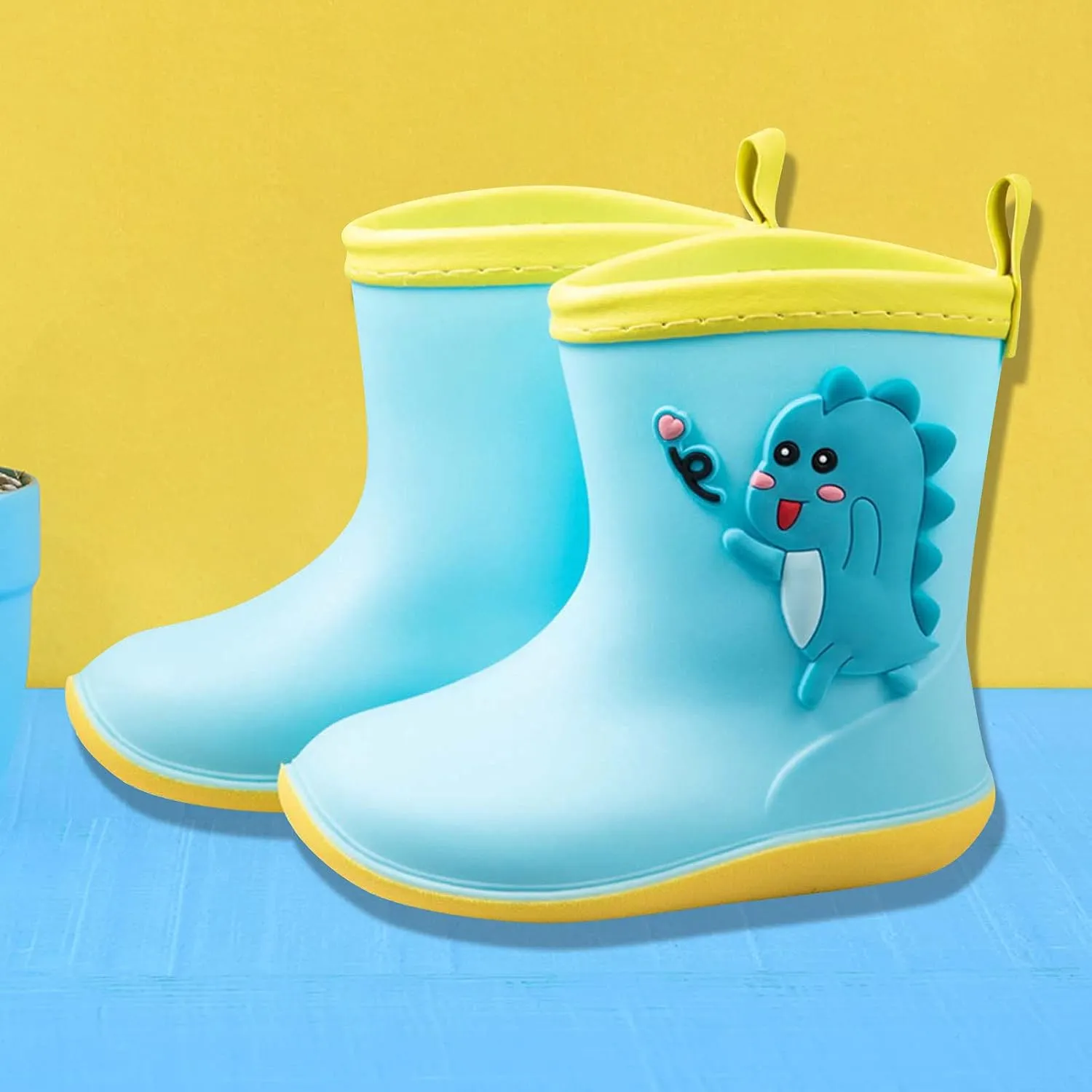 Toddler Rain Boots Big Dinosaur Children's Rain Shoes Cartoon Pattern Baby Rain Boots Wearable Water Rubber Shoes, 5
