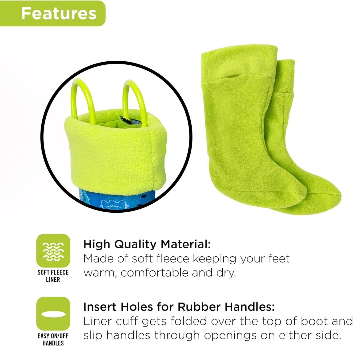 Toddler Rain Boots, Kids Rain Boots Waterproof Rubber Boots for Girls and Boys with Sock, Fun Patterns, Easy-On Handles 8-12