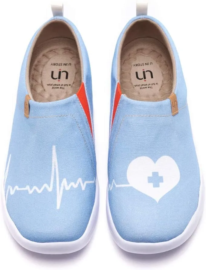 UIN Women's Slip On Sneakers Casual Loafers Knitted Art Painted Comfort Soft Walking Shoes