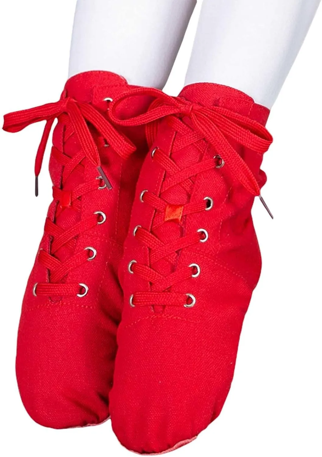 Unisex Kids Lace-up Jazz Dance Shoes Canvas Sneakers Soft Leather Split Sole Ballet Boots for Girls Boys Pg1 Kids