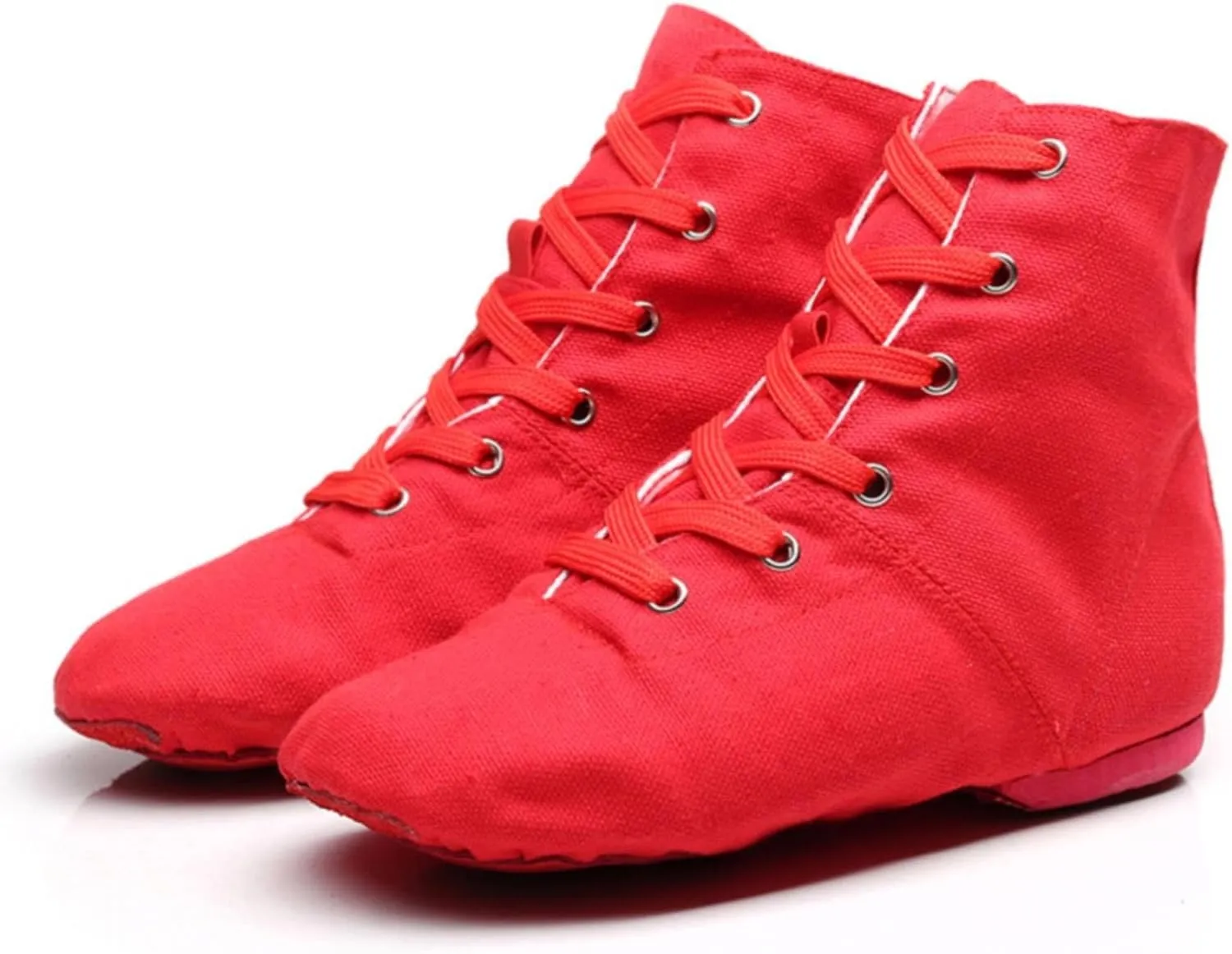 Unisex Kids Lace-up Jazz Dance Shoes Canvas Sneakers Soft Leather Split Sole Ballet Boots for Girls Boys Pg1 Kids