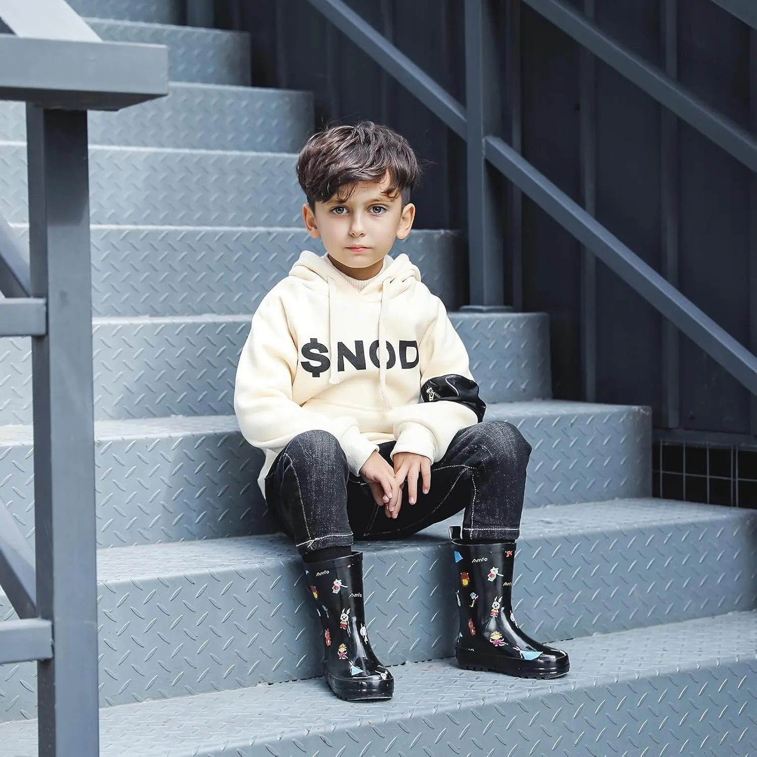 Unisex Kids Print Rain Boots Waterproof Rubber Rain Shoes Toddler Boys Girls Lightweight Rainboots