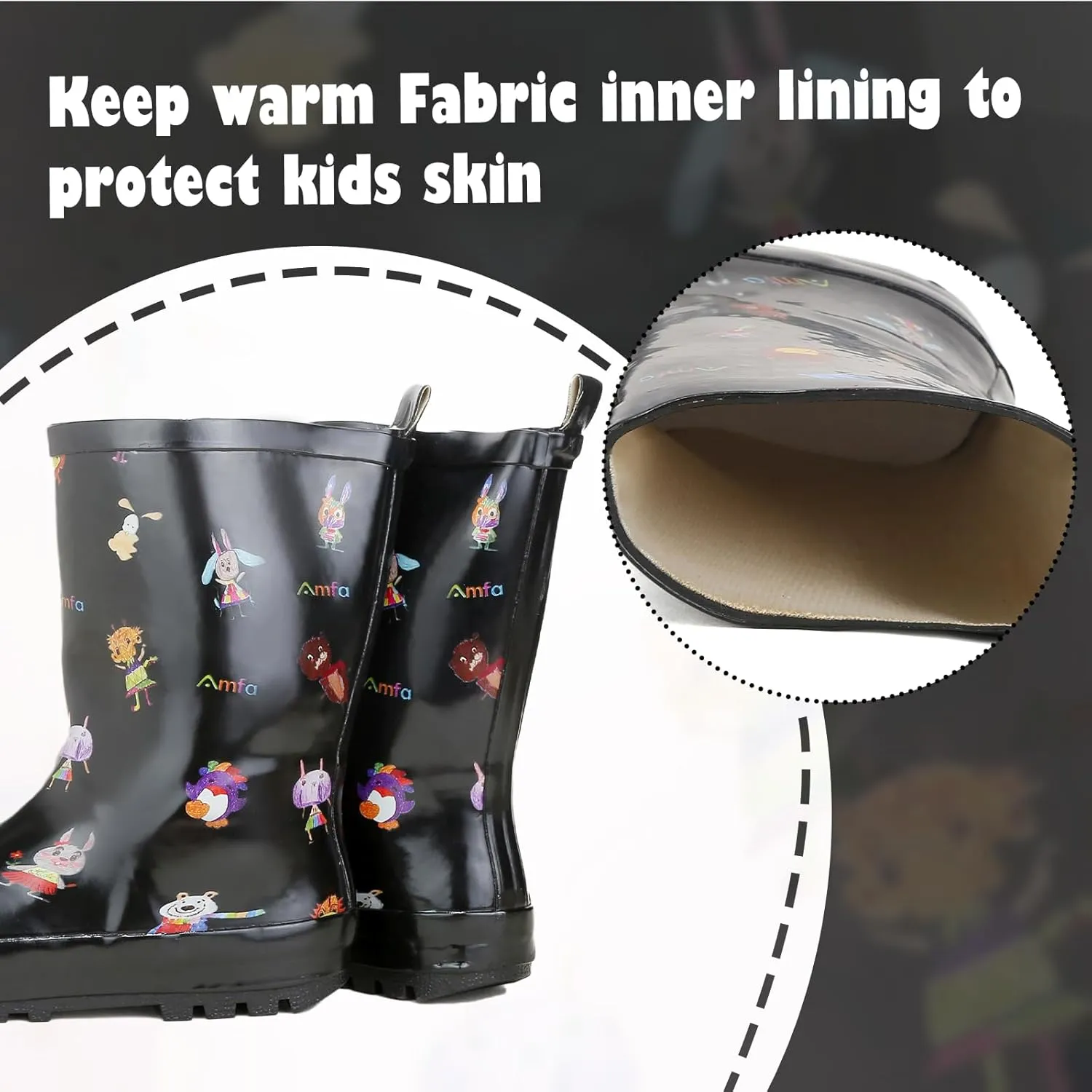 Unisex Kids Print Rain Boots Waterproof Rubber Rain Shoes Toddler Boys Girls Lightweight Rainboots