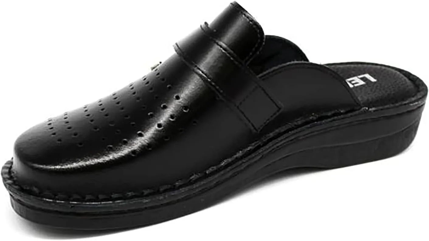 V230 Leather Slip-on Mens Mule Clogs Slippers Shoes