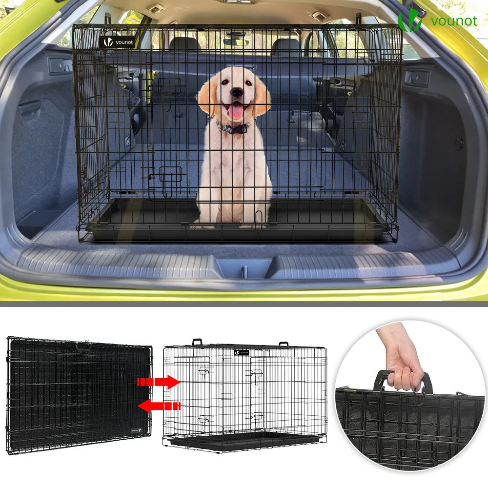 VOUNOT Dog Crate Portable Foldable Secure Pet Puppy Cage with Cover 42 Inches, XL
