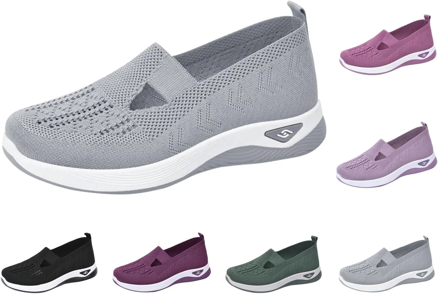 Walking Shoes Women Comfort Breathable Knitted Mesh Lightweight Orthopedic Low Top Soft Sole Sneaker Non-Slip Outdoor Shoes