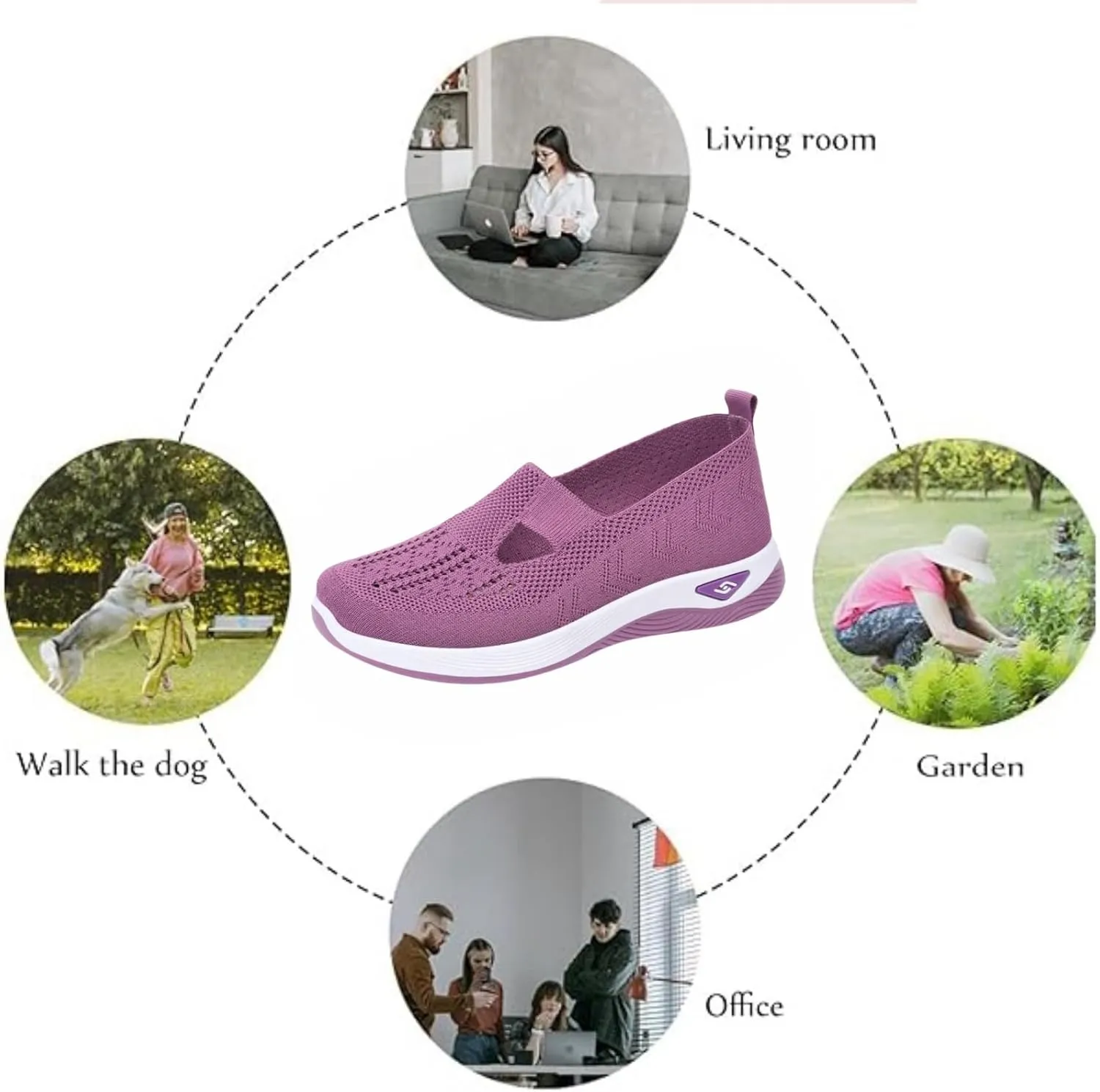 Walking Shoes Women Comfort Breathable Knitted Mesh Lightweight Orthopedic Low Top Soft Sole Sneaker Non-Slip Outdoor Shoes