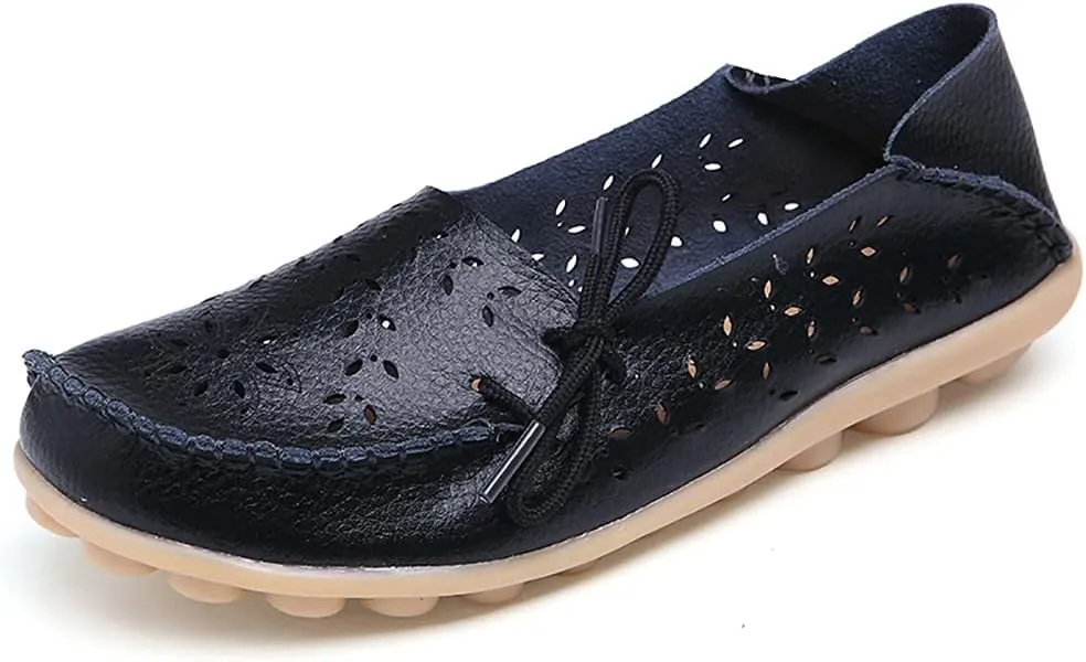 WERWAES Ladies Moccasin Flats Casual Loafers Breathable Walking Nurse Driving Fashion Soft Shoes Work Shoes