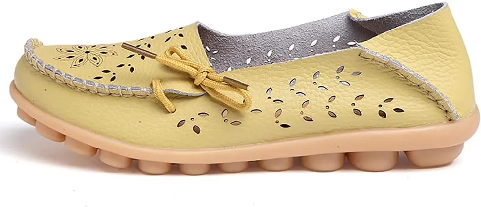 WERWAES Ladies Moccasin Flats Casual Loafers Breathable Walking Nurse Driving Fashion Soft Shoes Work Shoes