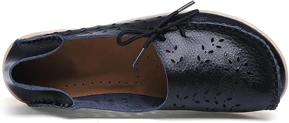 WERWAES Ladies Moccasin Flats Casual Loafers Breathable Walking Nurse Driving Fashion Soft Shoes Work Shoes