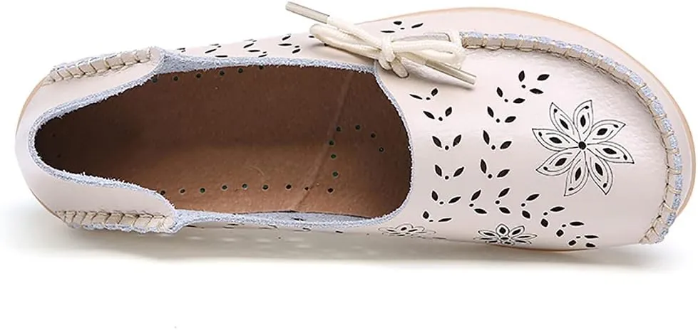 WERWAES Ladies Moccasin Flats Casual Loafers Breathable Walking Nurse Driving Fashion Soft Shoes Work Shoes