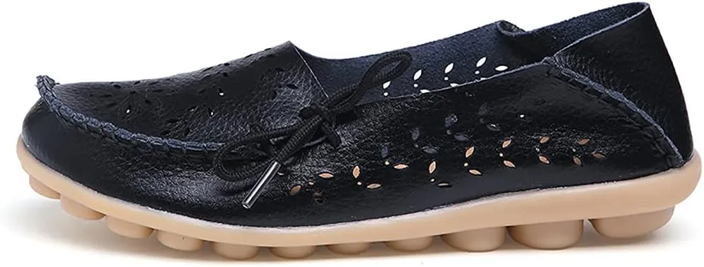 WERWAES Ladies Moccasin Flats Casual Loafers Breathable Walking Nurse Driving Fashion Soft Shoes Work Shoes