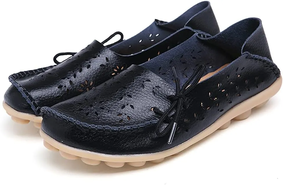 WERWAES Ladies Moccasin Flats Casual Loafers Breathable Walking Nurse Driving Fashion Soft Shoes Work Shoes