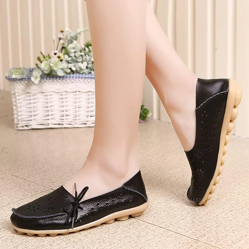 WERWAES Ladies Moccasin Flats Casual Loafers Breathable Walking Nurse Driving Fashion Soft Shoes Work Shoes