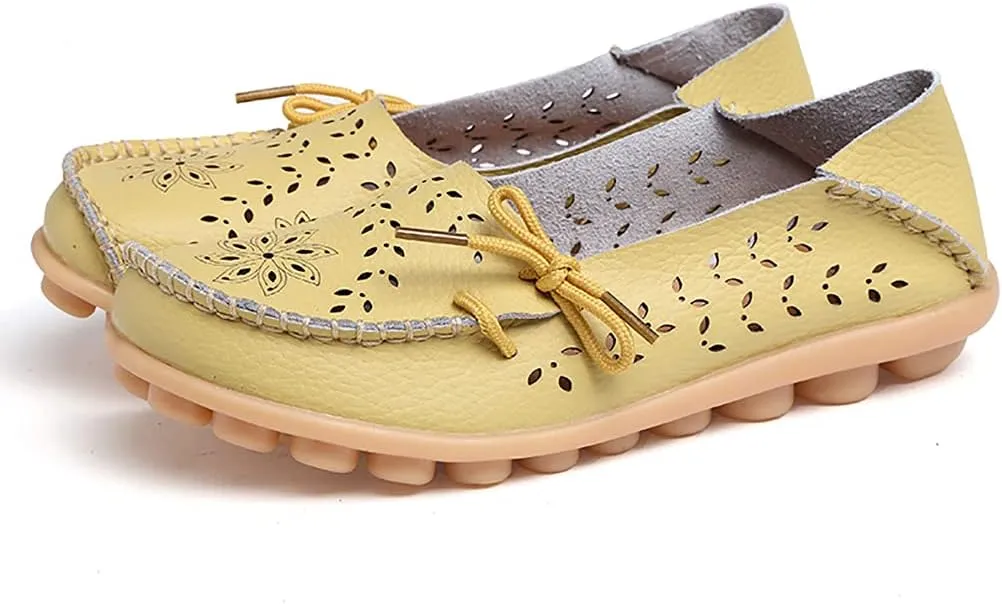 WERWAES Ladies Moccasin Flats Casual Loafers Breathable Walking Nurse Driving Fashion Soft Shoes Work Shoes