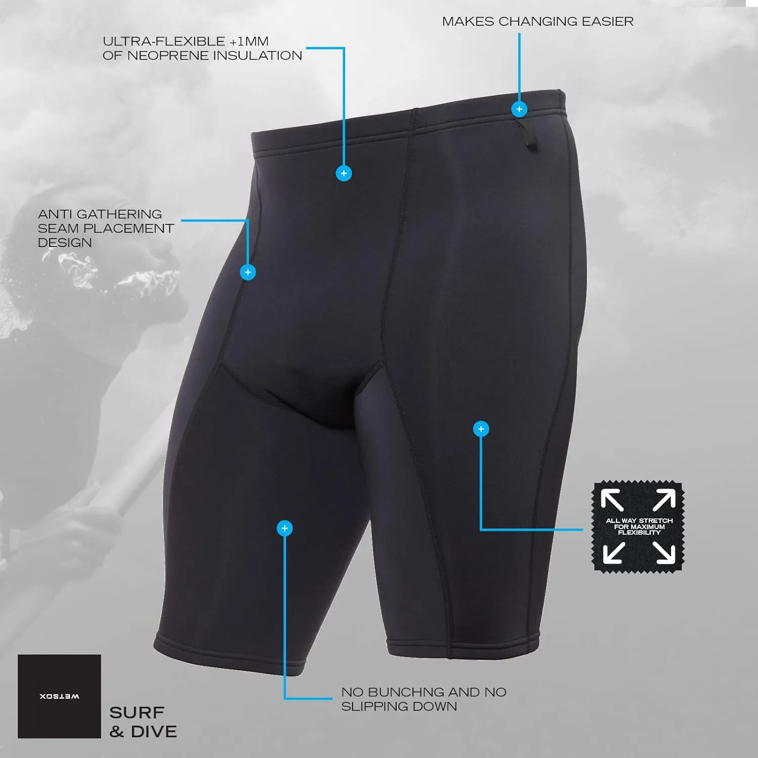 Wetsox Wetsuit Base Layer | Flexible, Multi-Season, Multi-Use | Comfortable, Lightweight, Quick-Dry Thermal Gear | 1MM Insulation for Surfing, Diving, Snorkeling & Watersports